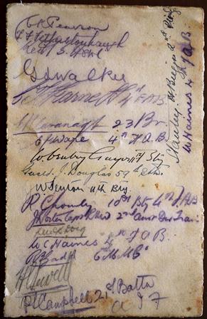 Albert Reunion Dinner Signatories <br/>(Sloane Family), 7 July 1917.